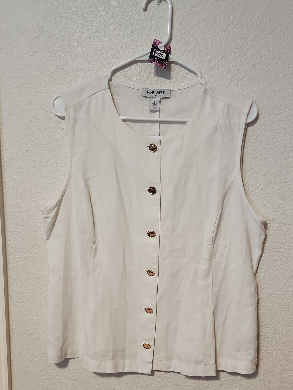 420.Nine West Linen Blend Vest - Picture 2 of 6